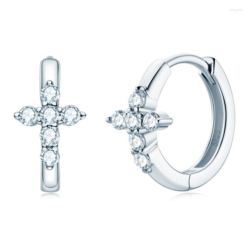 

Hoop Earrings KUGG 2.0mm VVS1 Moissanite Cross For Men Women 925 Sterling Silver Certified Fine Jewelry Wholesale Christmas Gift