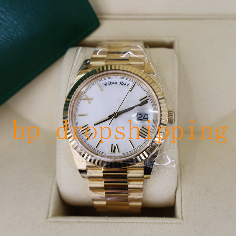 

Mens Watch White Dial 41mm Day-Date 18K Gold Sundust Roman Ref.228238 Automatic Mechanical Sapphire Glass President Man wristwatch Original Box, Add waterproof