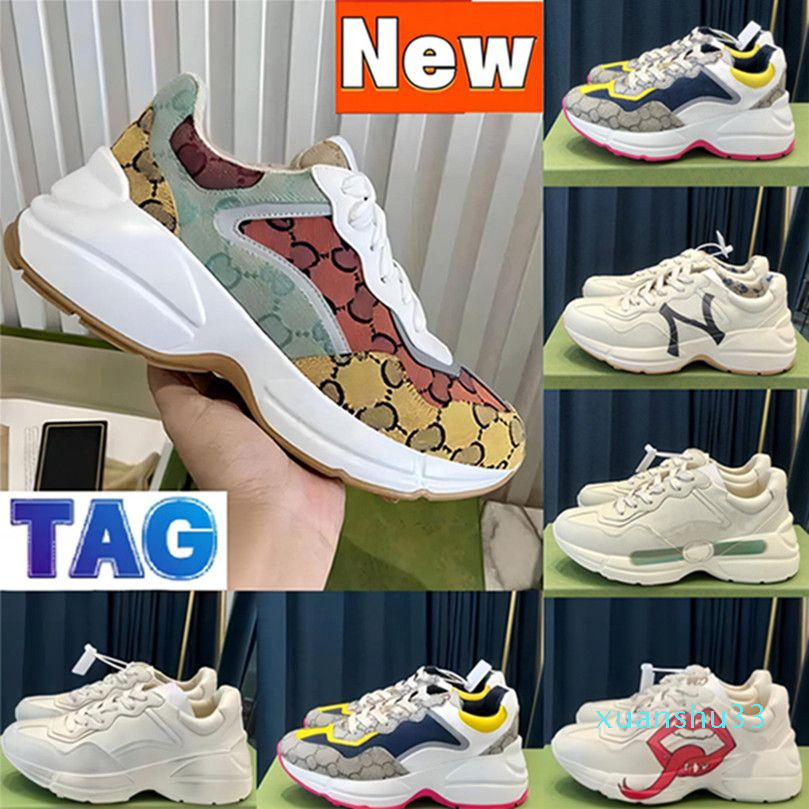 

Brand-name shoes Rhyton male and female designers leisure cartoon pattern multicolor pattern classic suede leather dad skateboard mouse mouth walking sleigh AAF, Color 26