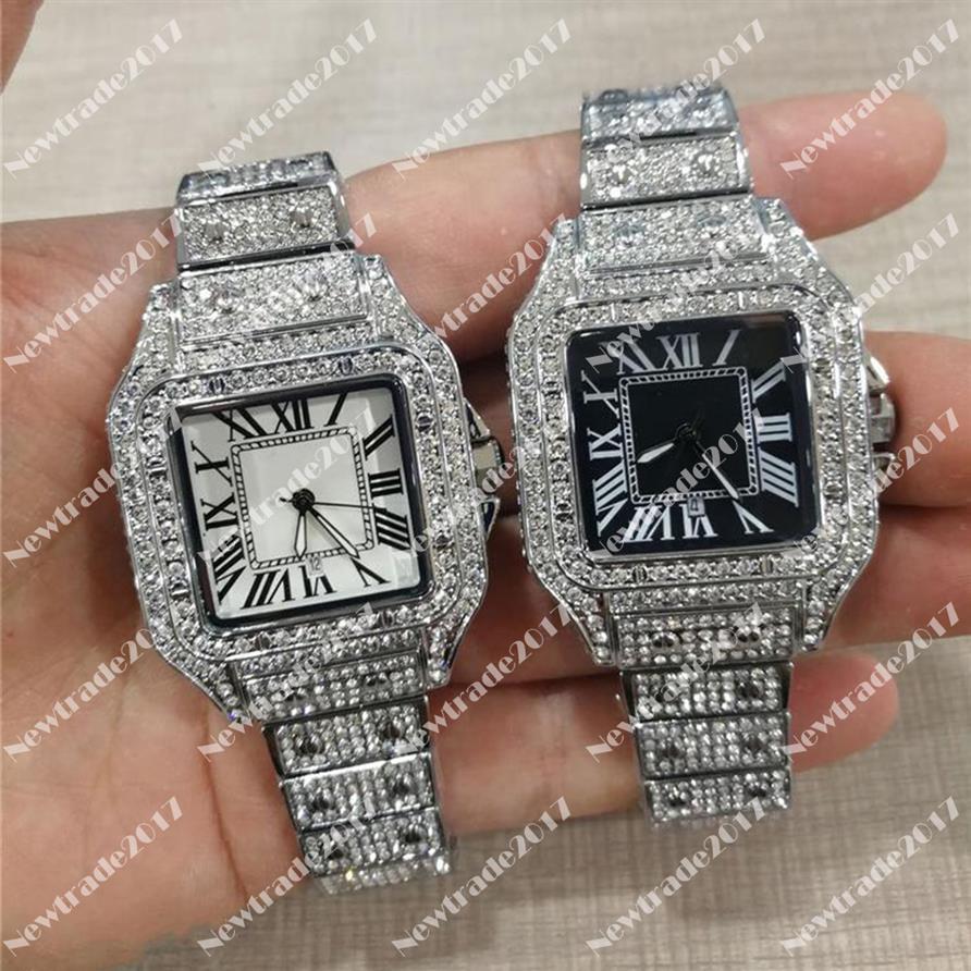 

Full Diamond Mens Watches Quartz Movement Iced Out Women Watch Shiny Lover Wristwatch Lifestyle Waterproof Fashion Dress Wristwatc285B, Gold white