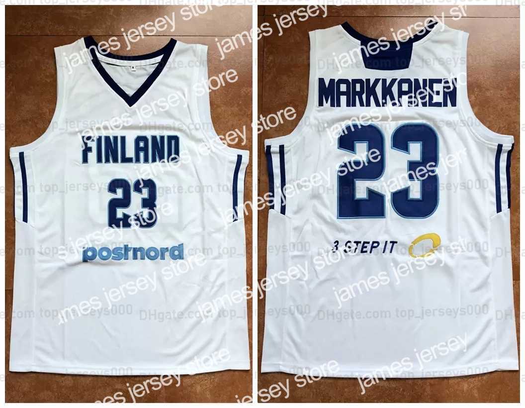 

College Basketball Wears Custom Lauri Markkanen #23 Team Finland Basketball Jersey White Sewn Any Name Number Size -4XL, As shown