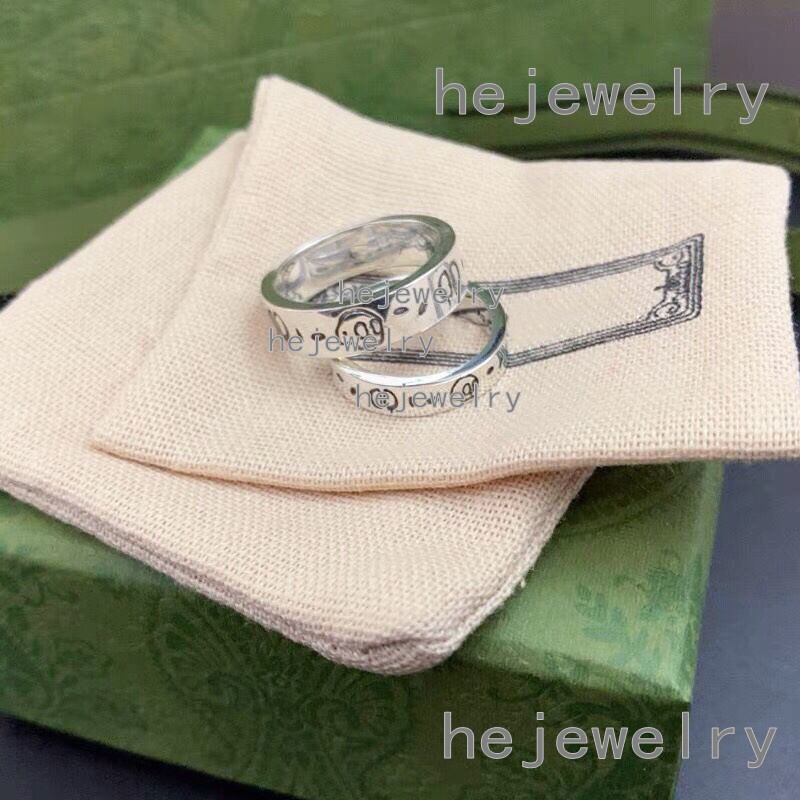 

Band Rings Classic love skull heart ring for men vintage plated silver letter fashion jewelry ghost designer ring for women bague luxury mens rings