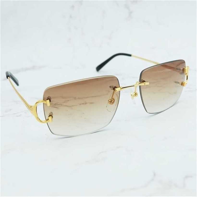 

2023 20% OFF 2023 Oversized Rimless Vintage Glass Men Designer Brand Luxury Women Sunglass Big Square Carter Shades
