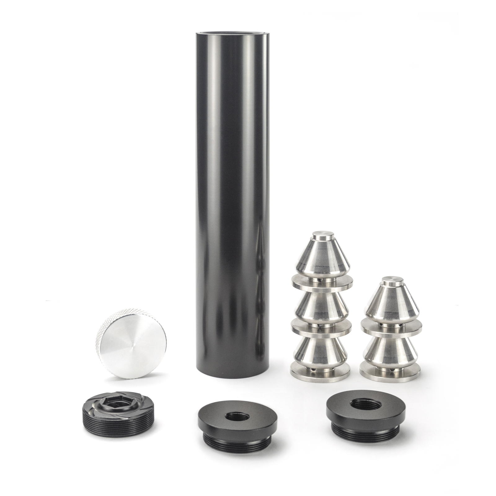 

8''L 1.58''OD Fuel Filter 1.375x24 Stainless Steel Tube Solvent Trap 5pcs SS Spade Cups with 1/2-28 and 5/8-24 end cap For Napa 4003 Wix 24003