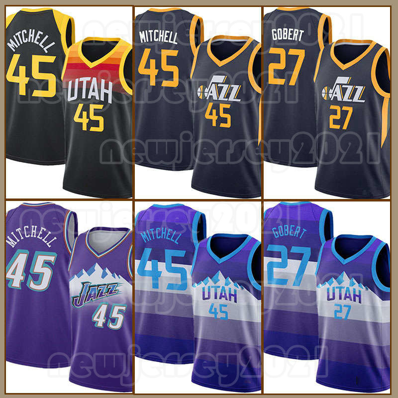 Donovan Mitchell Rudy Gobert Basketball Jerseys Retro John Stockton Karl Malone 2023-2024 City Mesh Grant Hill Olajuwon Mitchell Utahs Jazzs Mens-image-917167336