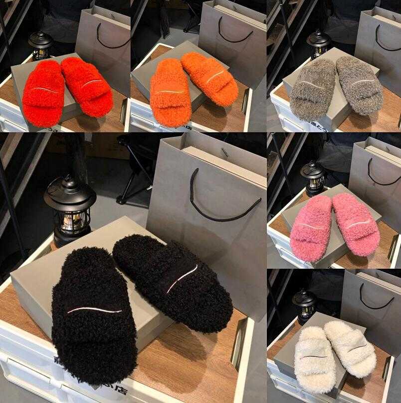 

2023 Top Quality Designer Luxury Womens Slippers Ladies Winter Wool Slides Fur Fluffy Furry Warm letters Sandals Comfortable Fuzzy Girl Flip Flop, Red