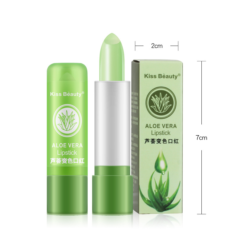 

Kiss Beauty Color Changing Lipstick Moisturizing Aloe Vera Lip Balm Long Lasting Moisture Lips Care Cosmetics Lip Stick, Light green