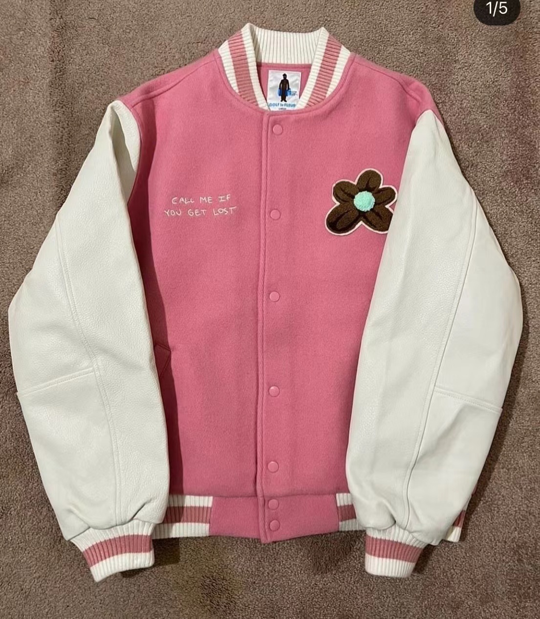 

Men s Jackets Pink luxury Men golf Flower Le Fleur Tyler The Creator Pu Leather Varsity Coats Down Cotton Warm Winter 16 230106