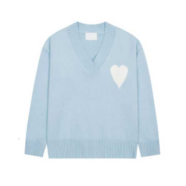 

Amis Paris Fashion Mens Designer Amies Knitted Sweater Embroidered Red Heart Solid Color Big Love Round Neck Short Sleeve a T-shirt for Men hs, 15