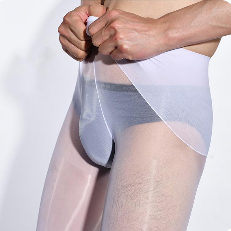 

Men's Socks Gay Men Transparent Pantyhose Stockings Man Sexy 5D Oil Silk Glossy Tights Seamless Pouch Peni Sheath Underwear, Black