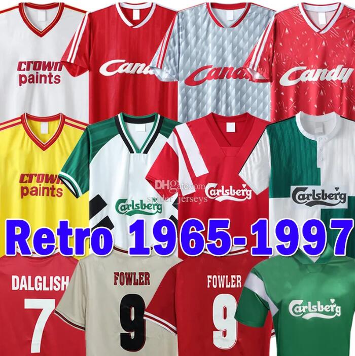 

1965 RUSH Retro Soccer Jerseys McManaman 1981 83 84 85 86 FOWLER BARNES 87 88 89 GERRARD FOWLER 1990 91 92 DALGLISH WRIGHT 1993 95 96 97 Men Short Sleeve Football Shirts, 1993-95 away