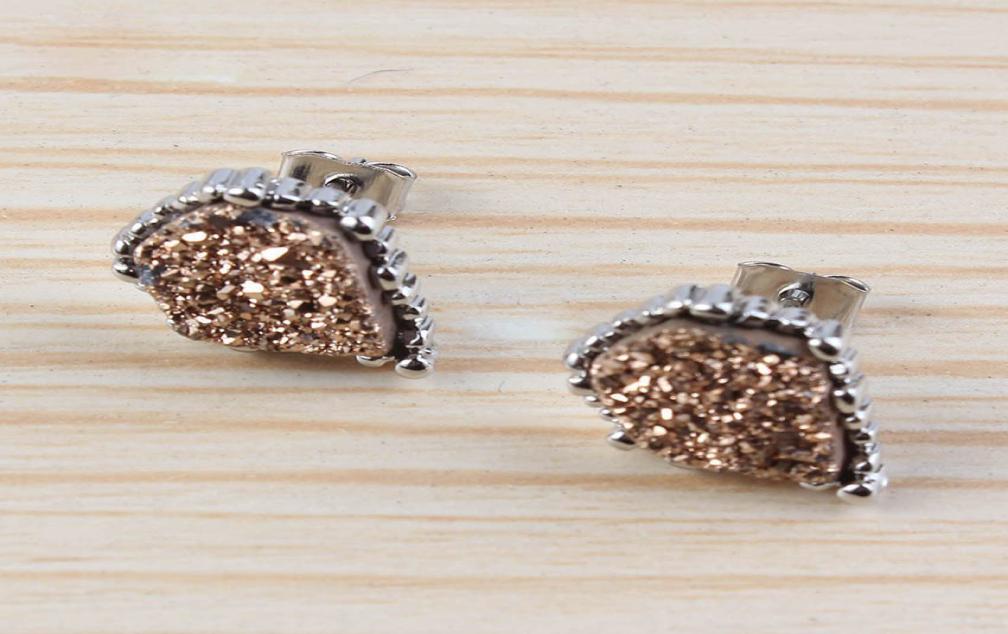 

musiling Jewelry Natural Crystal Druzy Earrings Irregular Shape Stud Earring Silver Plated Charms Ear Accessories Jewelry For Wome9677546