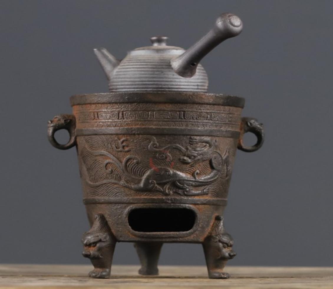 

Retro cast iron charcoal barbecue grill table BBQportable heating brazier cooking tea wine warming stove Indoor outdoor antiquecol7103158