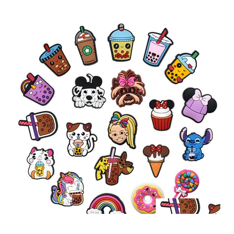 

Shoe Parts Accessories Charms Wholesale Milk Tea Series Cartoon Croc Pvc Decoration Buckle Soft Rubber Clog Fast Ship Drop Delivery Dhiuw, Red