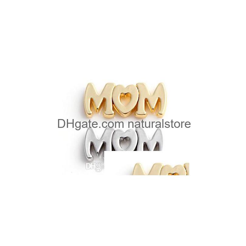 

Charms 20Pcs/Lot Sier Gold Plated Mom Letter Floating Window Plates Fit For 30Mm Magnetic Memory Glass Locket Drop Delivery Jewelry Dh1Sm