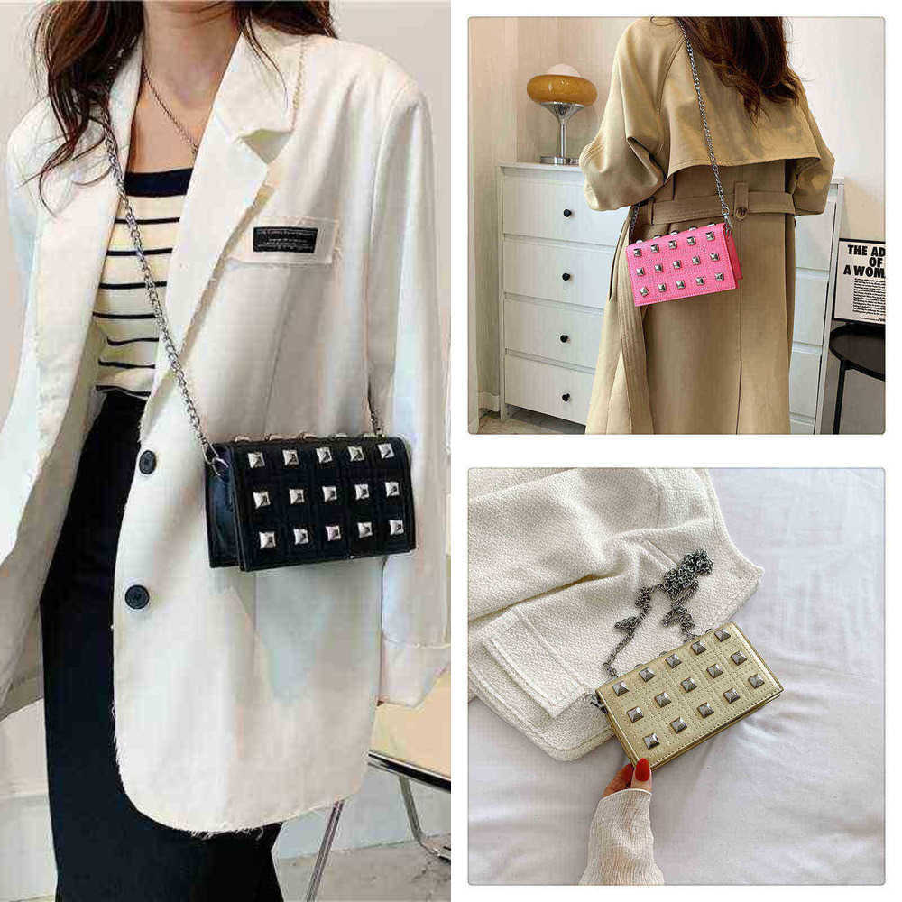 

HBP Rivet Evening Bag Women Small Square Tofu Bag Shoulder Bags Cross Women's handBags 220819, Black15