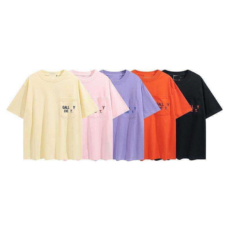 

Fashion Brand Classic T Shirt Gallxxyed Summer Simple Letter Pocket Print High Street Loose Casual Men's And Women's Tee, Black