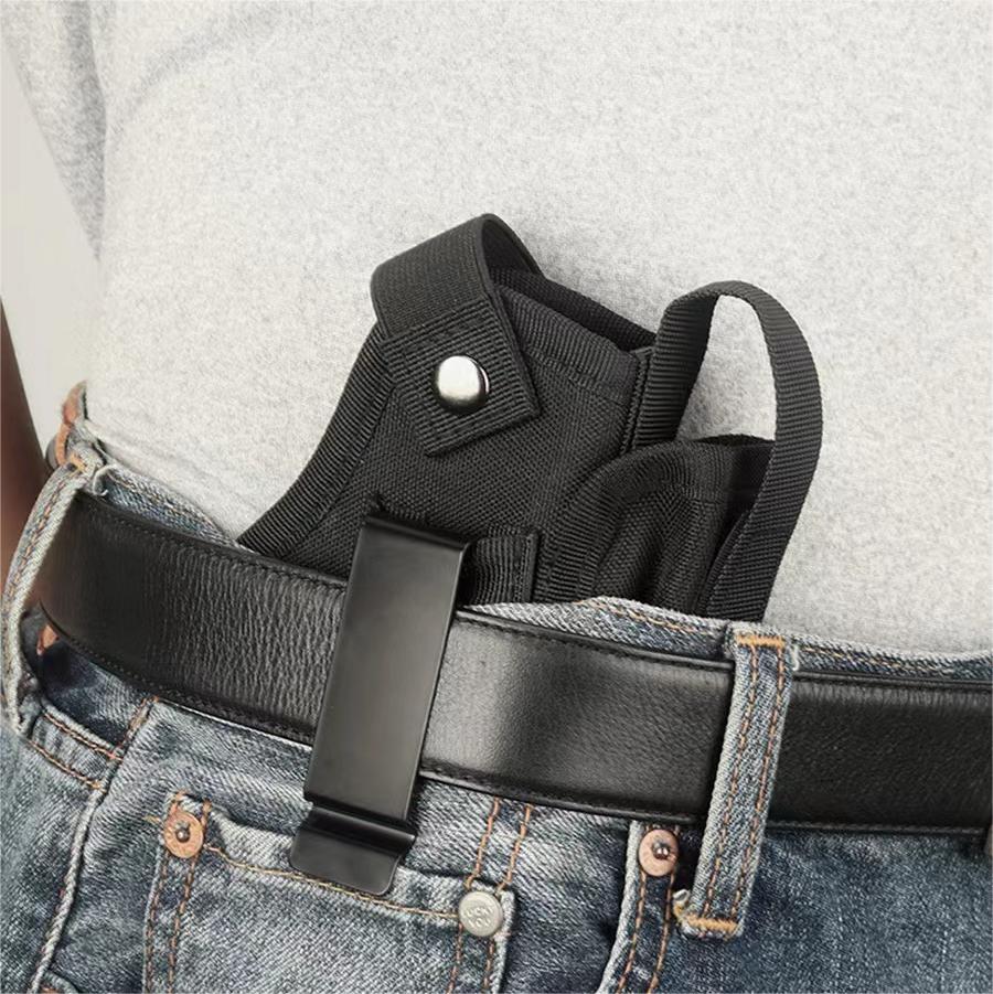 

Nylon Holster Waistband Concealed Carry Bag Leather Case Clip Metal Belt Gun Set Air Hunting, Black