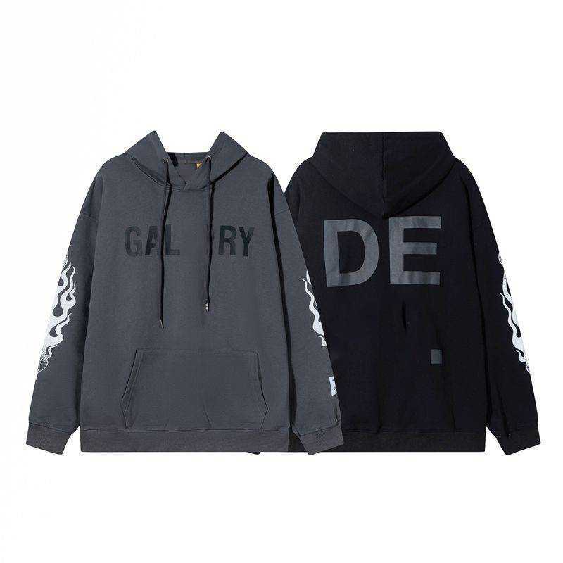 

Popular Brand Designer Hoodies Gallxxyed Flame Arm Letters Print Women' And Men' Hoody Loose Casual Style Hooded Sweats, Black terry