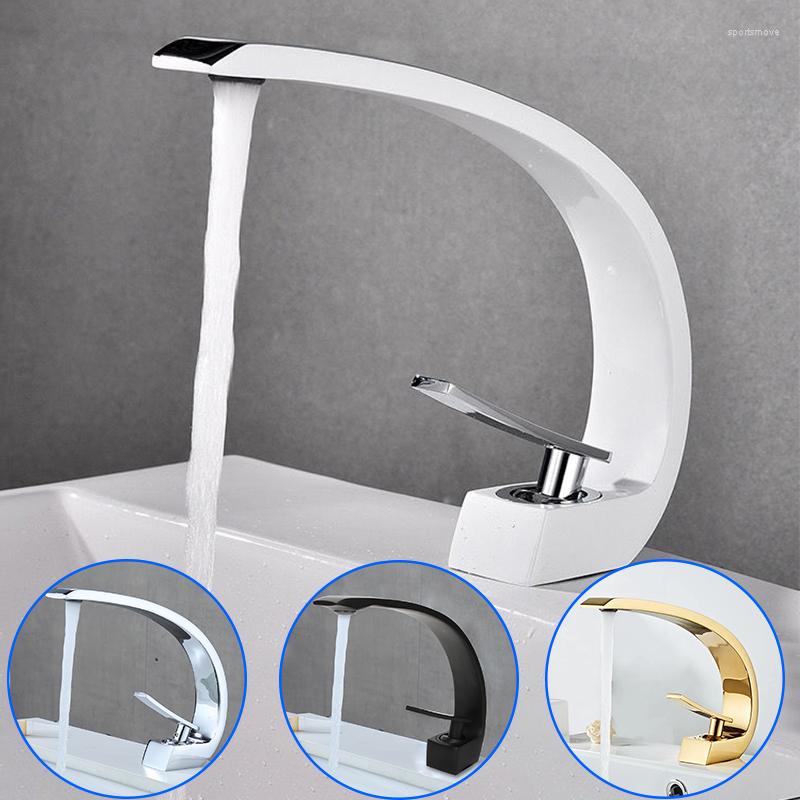 

Bathroom Sink Faucets Faucet Ceramic Valve Cold And Water Mixer Tap Deck Mounted Single Handle Vanity Basin