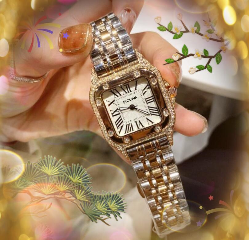 

Crime Premium Women Diamonds Ring Watch Quartz Battery Super Fulll Stainless Steel Band Rose Gold Square Roman Tank Series Business Gifts Wristwatches, As pic