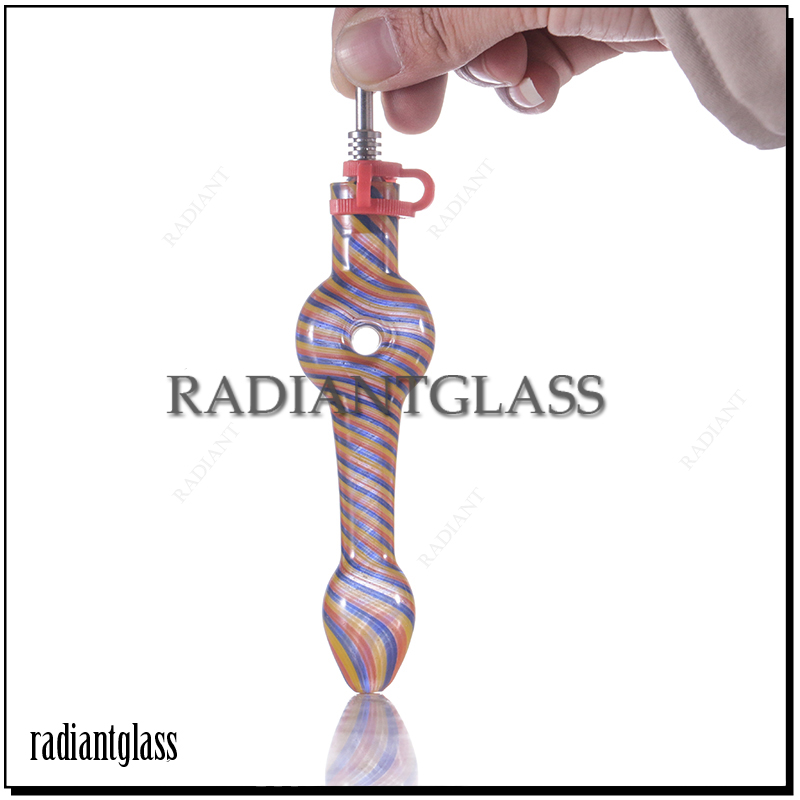 

Multicolor Twist nector collector smoking accessories with 10mm titanium nail and 10mm clip glass hand tube