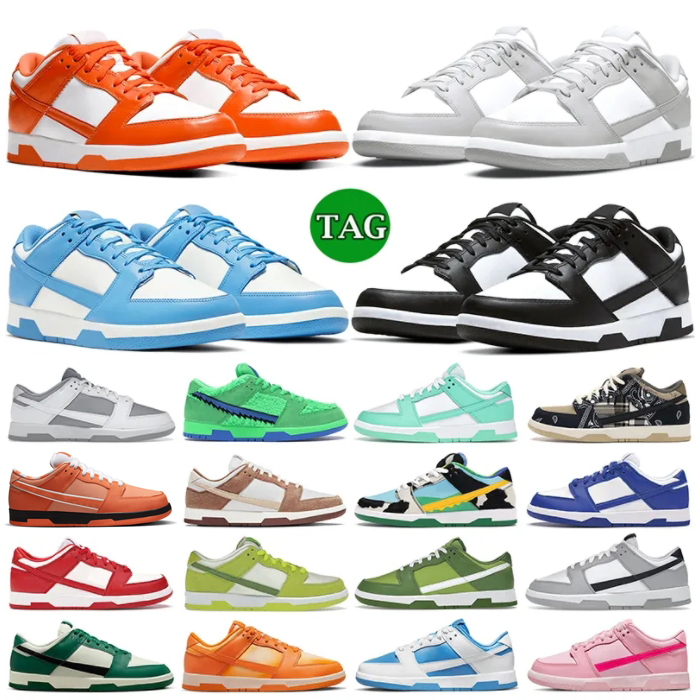 

2023 Running shoes low flat sneakers mens Panda White Black UNC Grey Fog Syracuse Green Glow Chlorophyll Triple Pink Orange Lobster women GAI sports trainers
