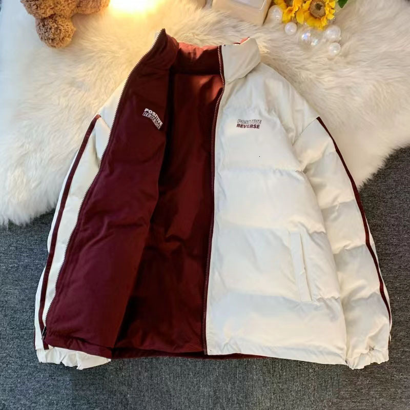 Men's Jackets DoubleSided Wear Padded Coat Autumn Winter Loose Retro Fashion Stand Collar Jacket Warm Streetwear Casual Parkas Man 230106