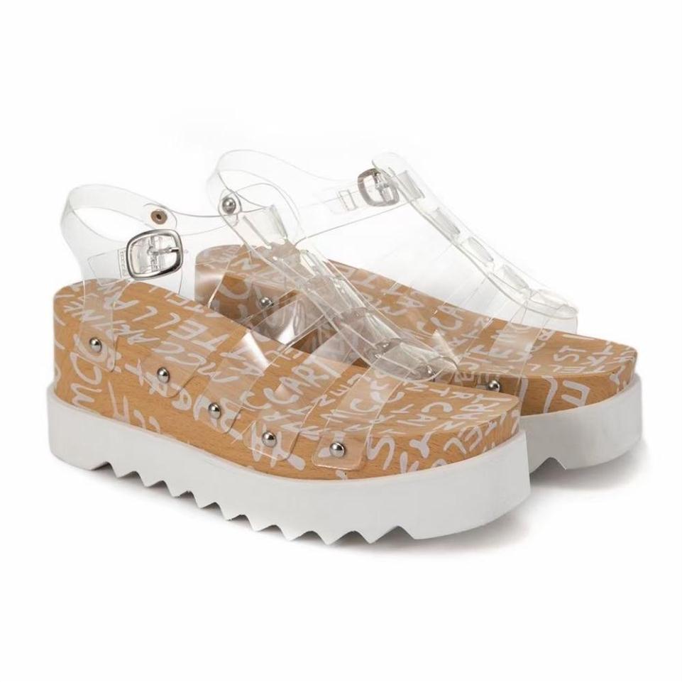 

Stella Mccartney Women Ed Curtis Transparent Elyse Sandals Women Summer Shoes Wedge Platform268i