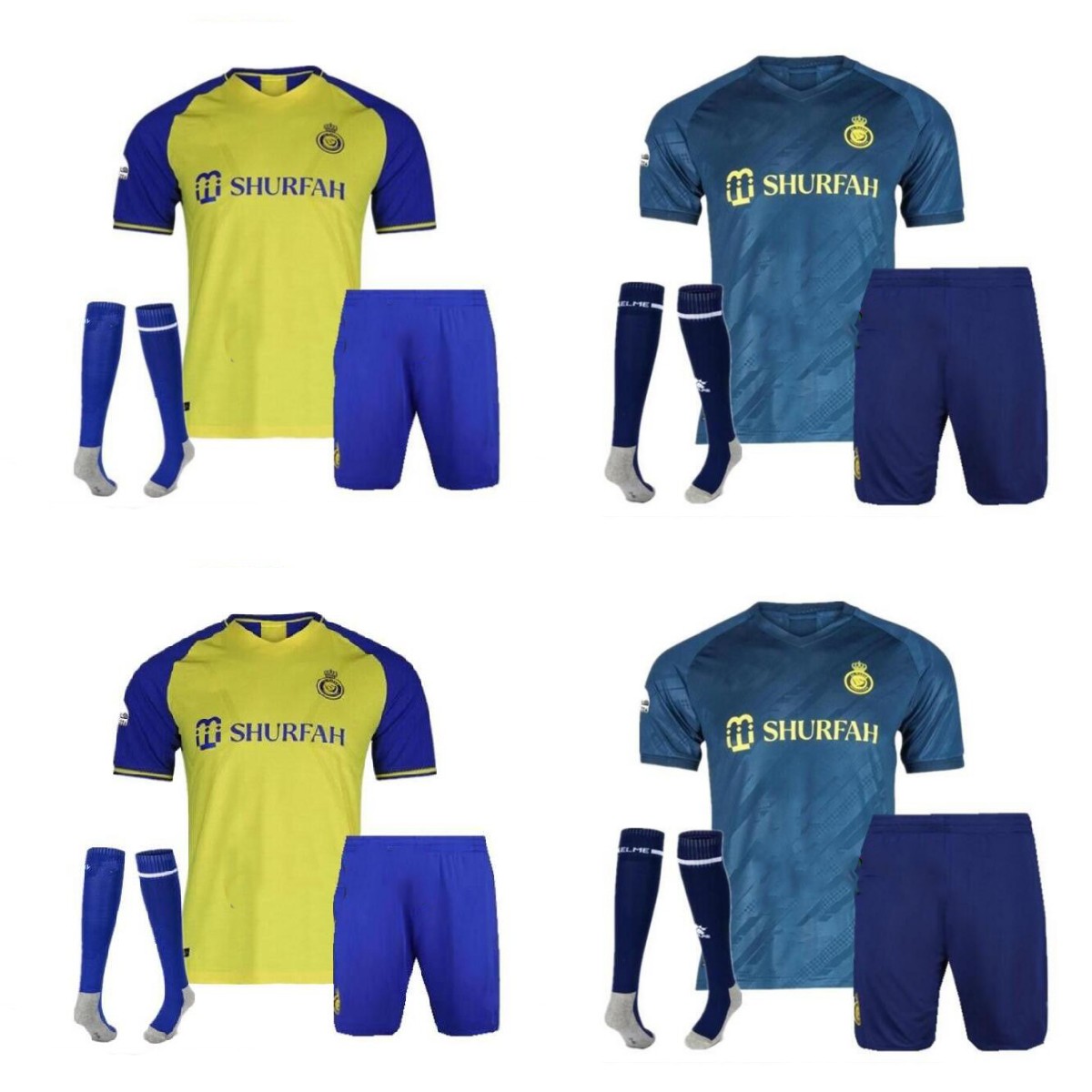 

2022 2023 Al Nassr FC soccer Jerseys adult kids kit Ronaldo Home yellow away Gonzalo Martinez Talisca Ghislain Konan Vincent Aboubakar men Football shiirt, Blue