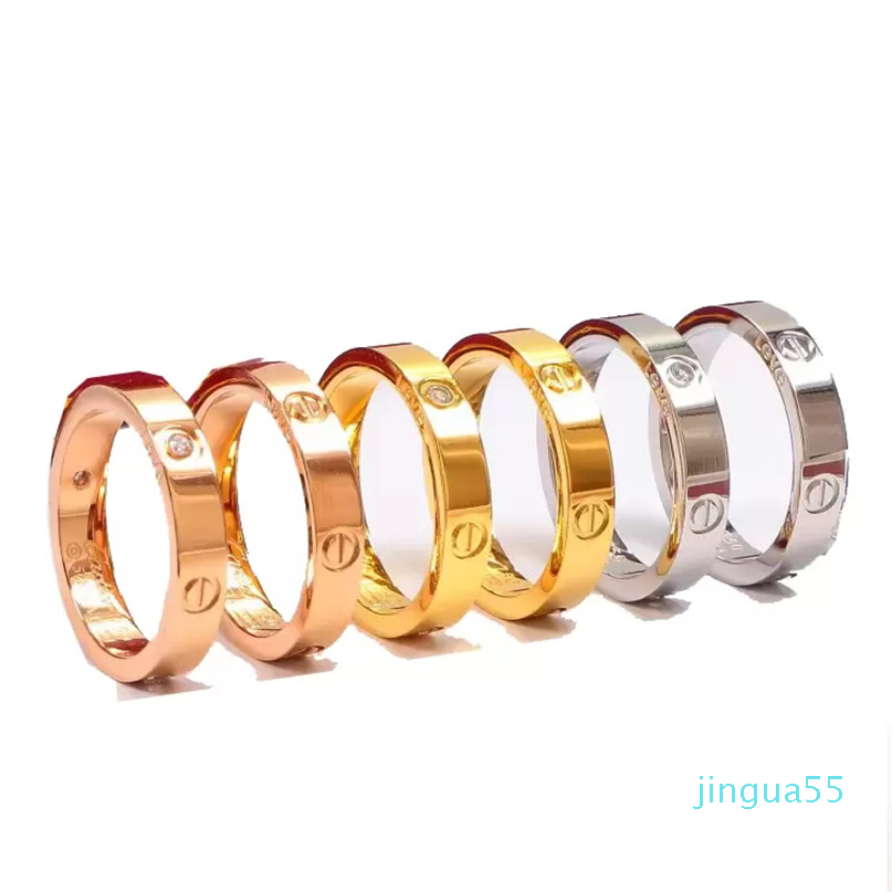 

Band Rings 4mm 5mm steel silver love ring men and women rose gold silver