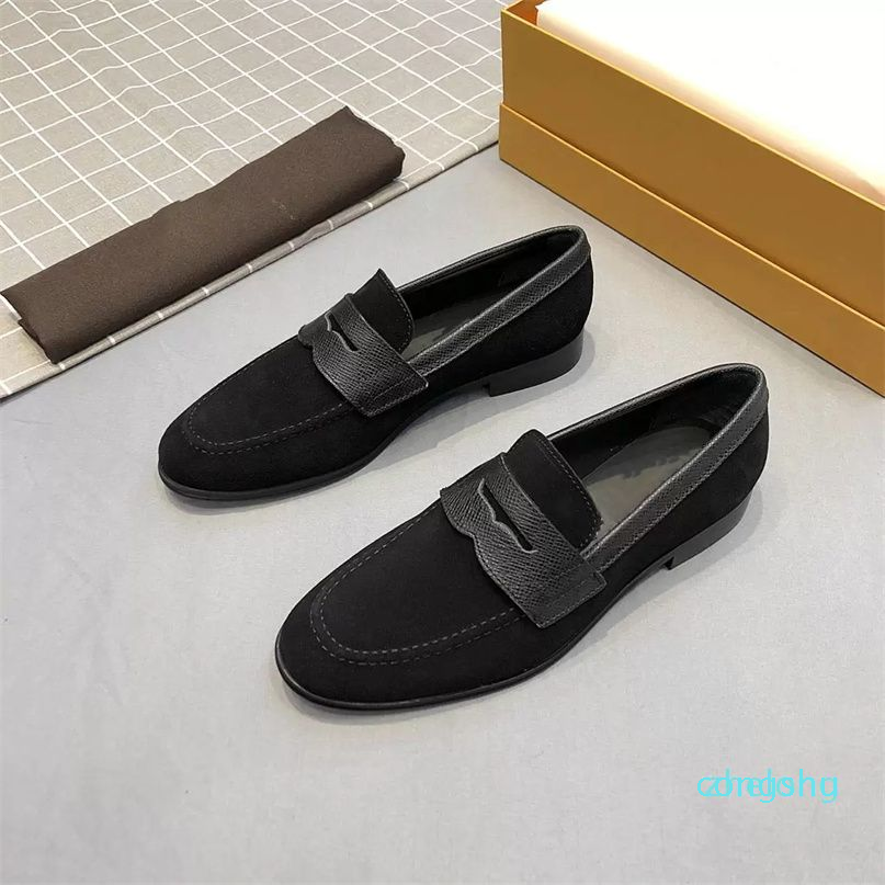 

Slippers Mens leather shoes suede loafer big size official shoes gentle mens, Blue