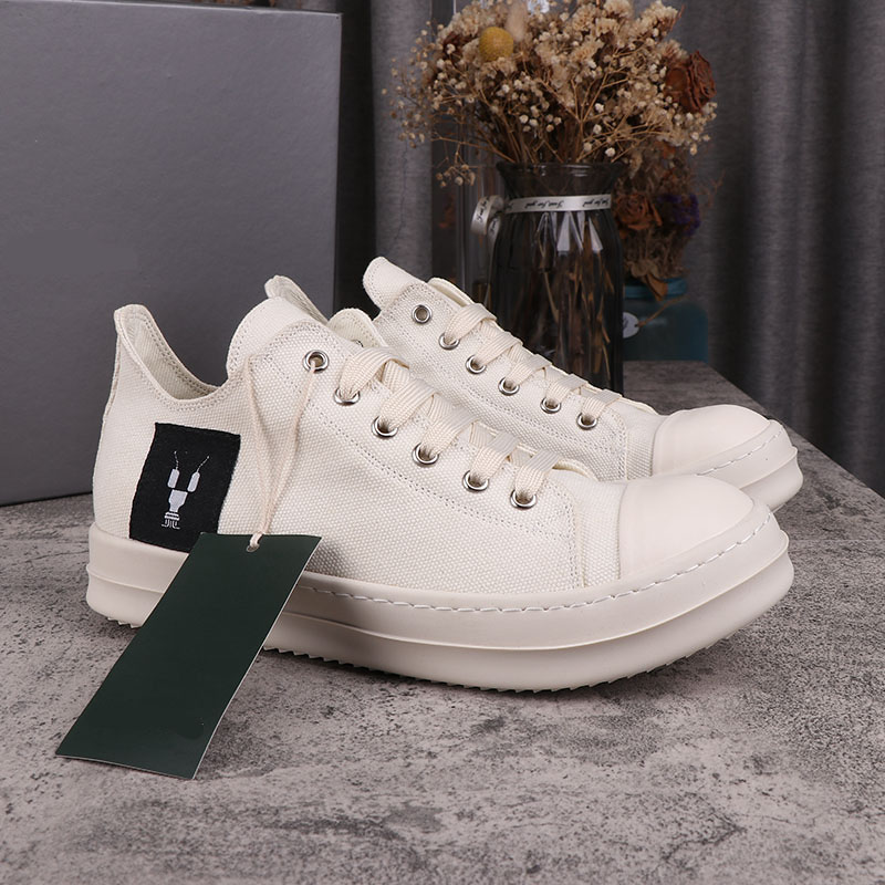 

Rick Casual Shoes Men's Board Shoes Ro Owens Low Top Canvas Women's Sneakers, Black