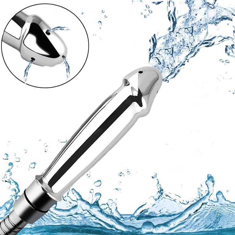 Jouet Anal métal acier Douche lavement seringue pommeau de Douche perles Kit de nettoyage godemichet Anal attachement buse pointe Gay sexe homme