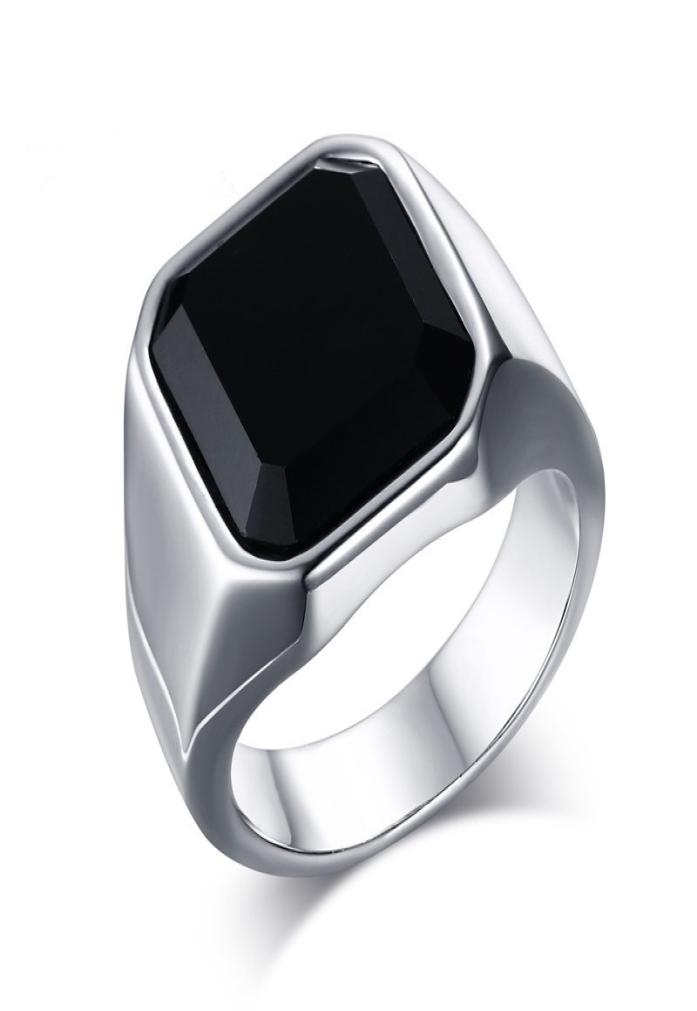 

Men Elegant Luxury Fashion Vintage Classics Polished Black Onyx Stainless Steel Engagement Wedding Band Mens Ring8667694