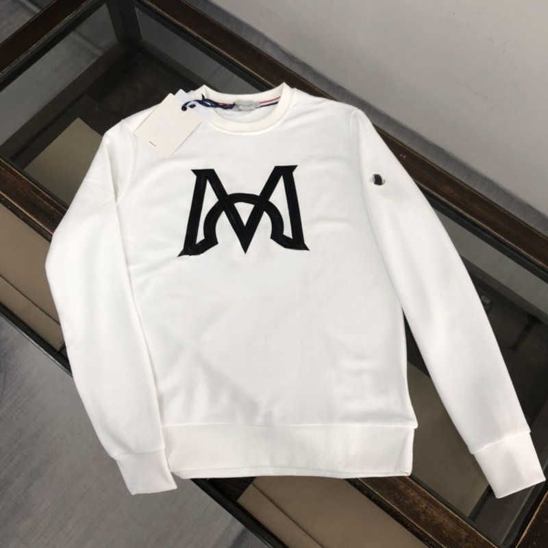 

High version cotton sweatshirt mens hoodie sweater logo embroidered long sleeved tshirt designer sweaters men round neck pullover hoodie fashion sports shirt, White