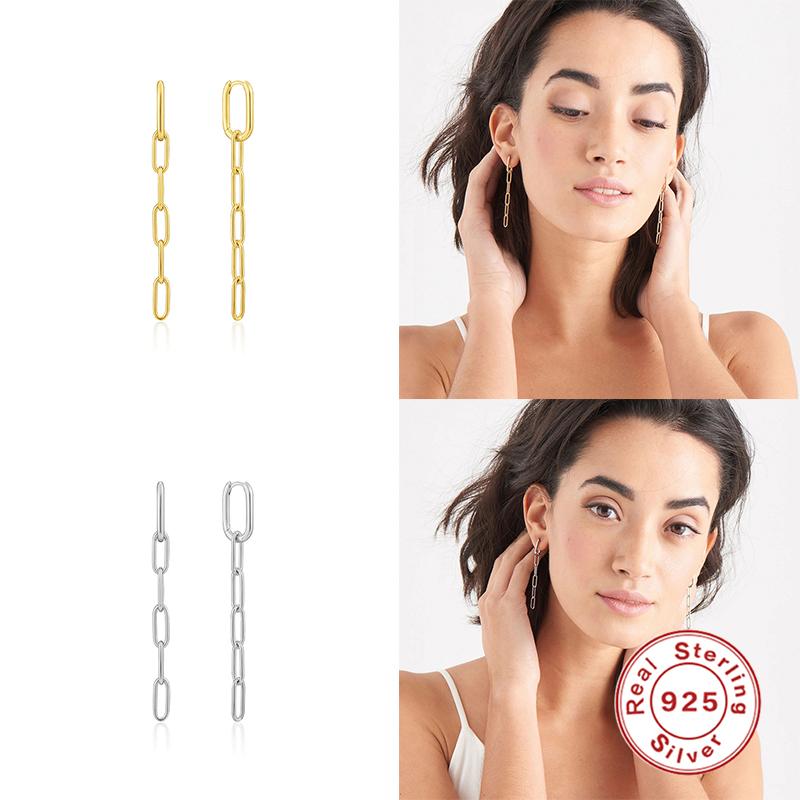 

Dangle Earrings & Chandelier Aide 925 Sterling Silver U-Shaped Chain Tassel Drop For Women Paperclip Earring Aretes De Mujer Fine Jewelry