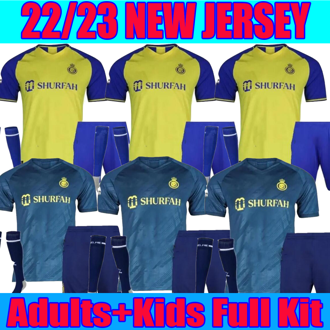 

Al Nassr FC soccer Jerseys Ronaldo 2022 2023 Home yellow away adult kids kit CR7 Gonzalo Martinez Talisca Ghislain Konan Vincent Aboubakar men Football shiirt, Full kit