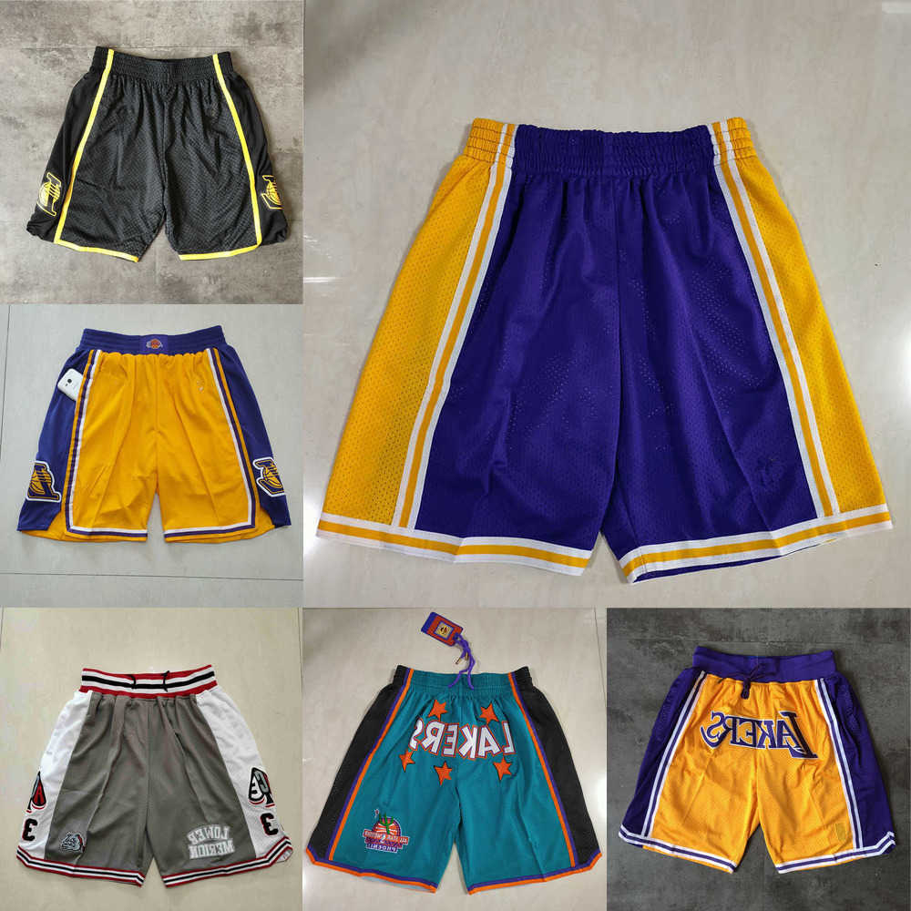 

Los Angeles''Lakers''men Throwback Basketball Shorts pocket red black, Color