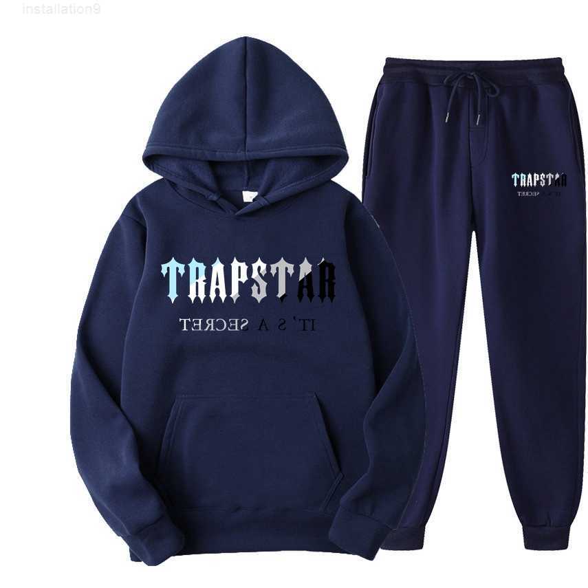 

M4W5 Fw22 Trapstar Printed Streetwear Men Women Tracksuit Fleece Warm Two Pieces Set Hoodie Pants Sweatshirts Jogging Male, Dark gray
