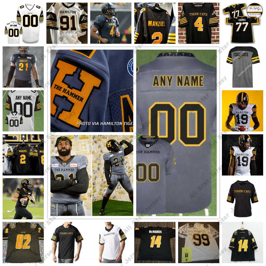 

American College Football Wear Custom CFL Hamilton Tiger-Cats Football Jersey Dane Evans 13 Jalen Morton 12 Jamie Newman 86 Bralon Addison 17 Emmanuel Butler 82 Stev