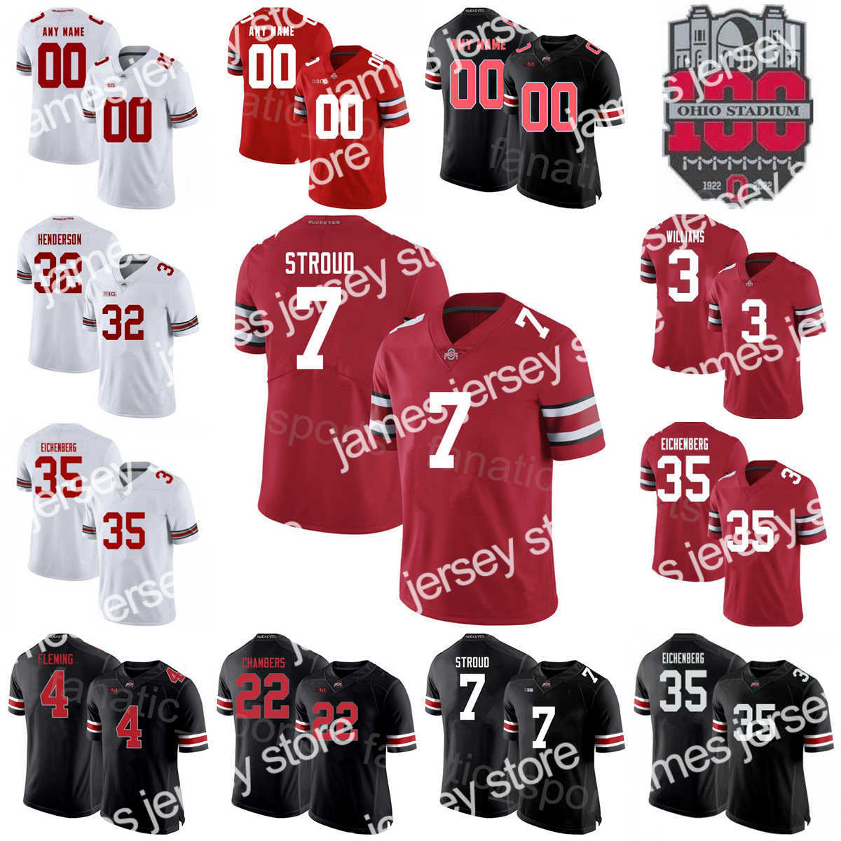 

American College Football Wear NCAA Football 100th College Ohio State Buckeyes 5 Dallan Hayden Jersey 8 Cade Stover 12 Lathan Ransom 14 Ronnie Hickman 20 Pete Werner 1, Grey