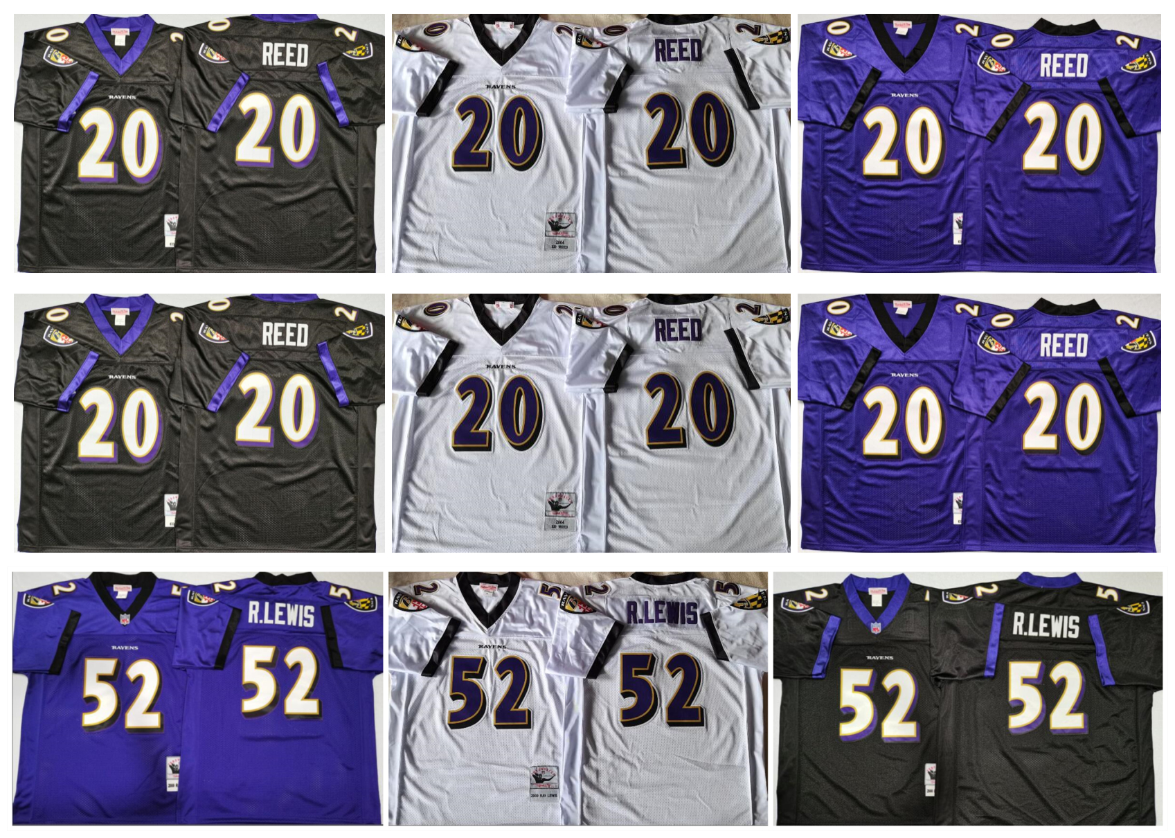 

Throwback 20 Ed Reed Football Jersey Raven Ray Lewis M&N Brown Black Red Purple Size S, As pic