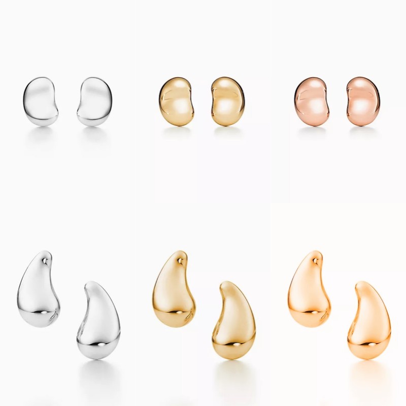 

T bean Design stud earrings Charm teardrop Love earrings 925 sterlling silver 18k gold plated jewelry Fashion Classic Luxury Brand Valentine's Day Gifts 008