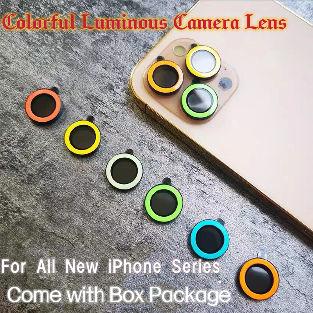 

Colorful Luminous Lens Tempered Glass Camera Screen Protector For new Iphone 14 13 Pro MAX 12 Mini 11 Smart Cell Phone Premium Cameras Films Film Lens With package Box
