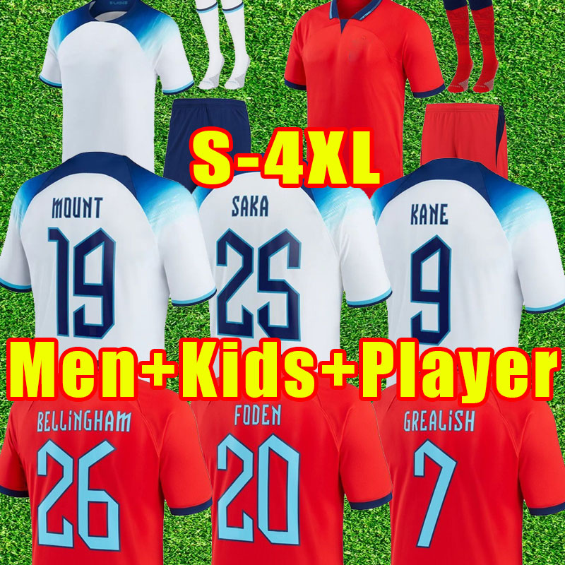 

ENGLANDs soccer jerseys 2022 2023 KANE STERLING RASHFORD SANCHO GREALISH MOUNT FODEN HENDERSON 22 23 national football shirt men kids kit set women 3XL 4XL Full Sets, Home+patch