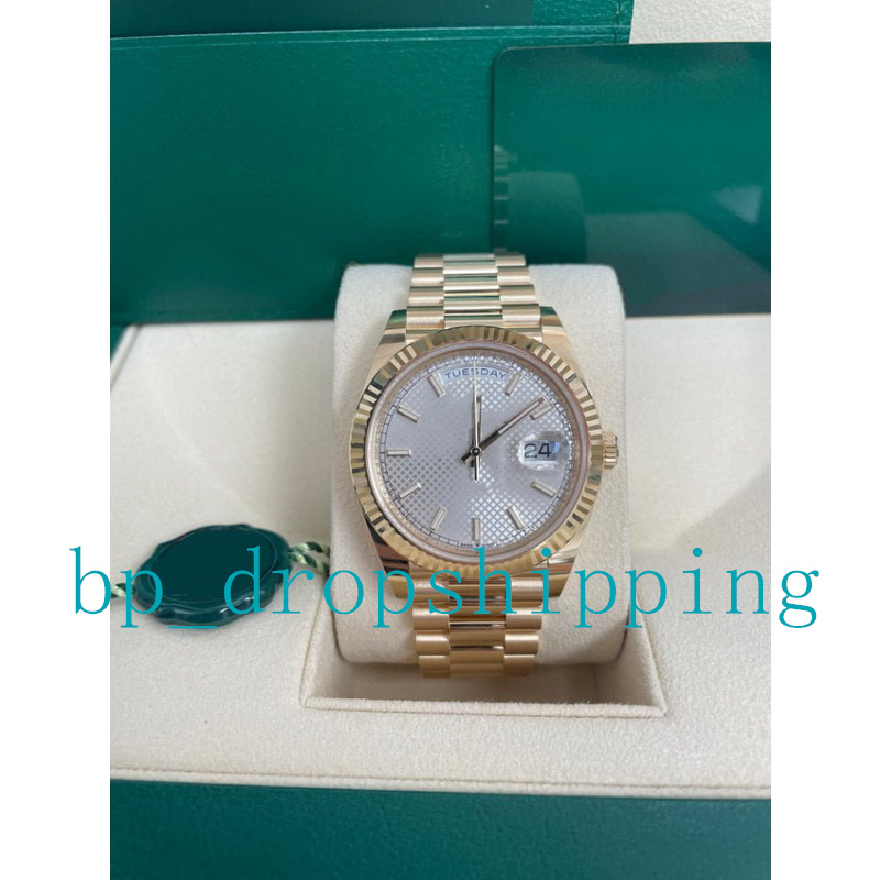 

Mens Watch 41MM White Plaid Dial Daydate 18K Gold Stainless Steel Case Watchband High-Quality Luminous Men's President Wristwatch, Add waterproof