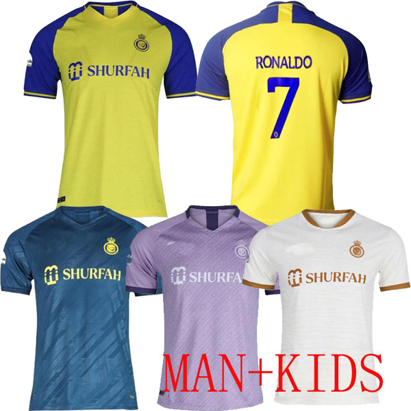 

Al Nassr FC soccer Jerseys Ronaldo 2022 2023 Home yellow away blue third 22 23 CR7 Gonzalo Martinez Talisca Ghislain Konan WOMEN Aboubakar men Football shiirt kids, Home man 1