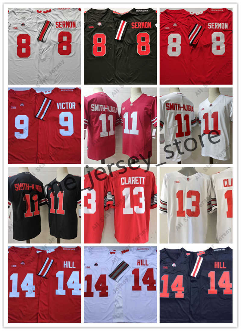 

American College Football Wear NCAA Ohio State Buckeyes Football Jersey 8 Trey Sermon 9 Binjimen Victor 11 Jaxon Smith-Njigba 13 Maurice Clarett 14 K.J. Hill, 9 binjimen victor black jersey