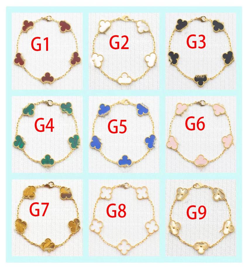 

luxury clover 4 Flowers designer fashion charm bracelets for girls women 18K gold silver black white red green brand bracelet wedd7541776